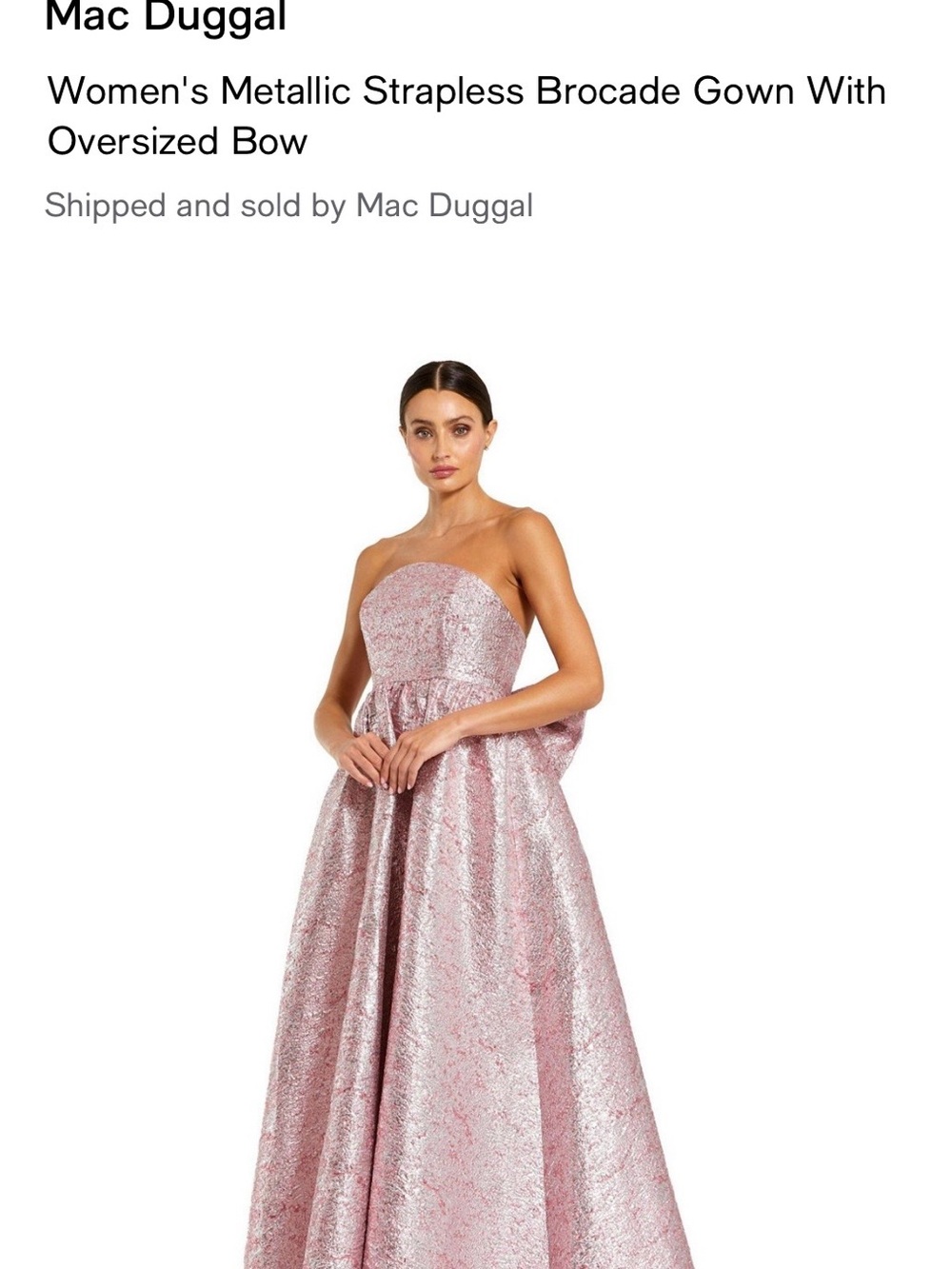 Mac Duggal Dusty Rose Metallic Strapless Brocade Ball Gown